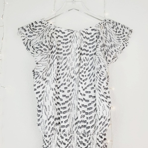 Ramy Brook Wilma Metallic Silk Mini Wrap Dress NWT Small White Black Sleeveless - Picture 9 of 14